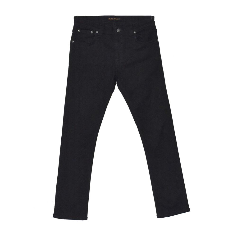 B0 Auth NUDIE NJ3774 Tube Tom Organic Cotton Black Skinny Jeans Size W30